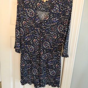 Black Swan Navy and Pink Paisley Print 3/4 sleeve Romper